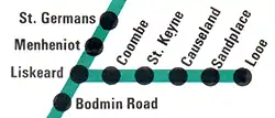 Route diagram Liskeard to Looe