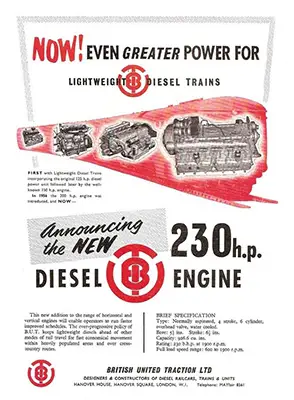 British United Traction advert promoting their 230hp engine