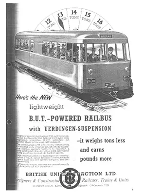 British United Traction railbus advert