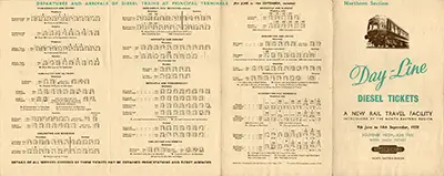 North Day Line Diesel Northern Section handbill June 1958 inside