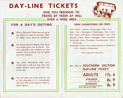 North Day Line Diesel Northern Section handbill March 1961 inside
