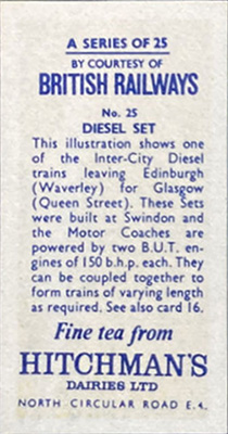 Swindon Inter-City Hitchman card rear