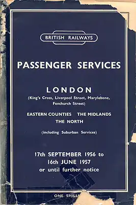Cover of Eastern Region September 1956 timetable