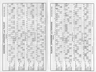 Romford - Upminster June 1959 timetable inside