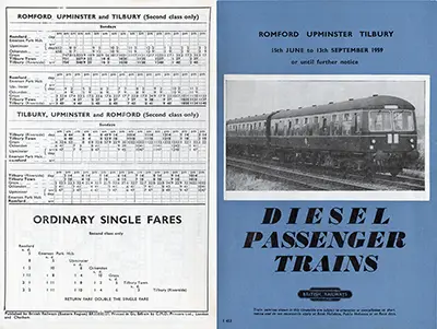 Romford - Upminster June 1959 timetable outside