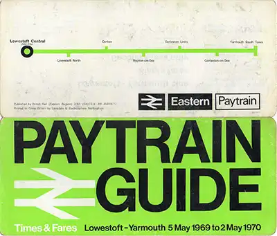 Outside of May 1969 Lowestoft - Yarmouth timetable