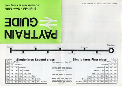 October 1972 Sheffield - New Mills timetable outside