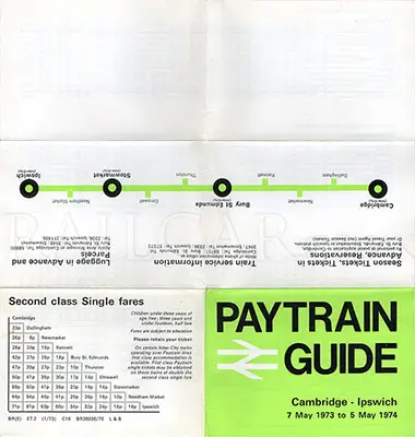 Cambridge - Ipswich May 1973 timetable outside