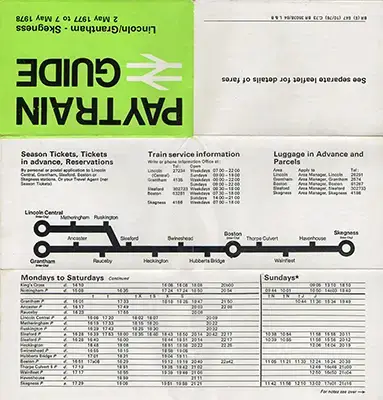 May 1977 Lincoln/Grantham - Skegness timetable outside