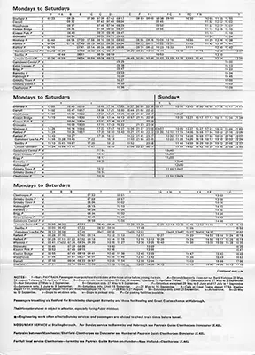 May 1978 Sheffield - Lincoln and Cleethorpes timetable inside