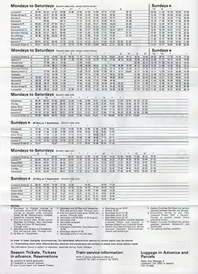 May 1980 Ipswich Felixstowe - Lowestoft timetable outside