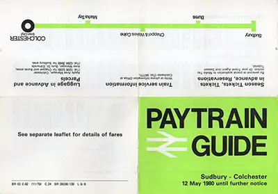 May 1980 Sudbury - Colchester timetable outside