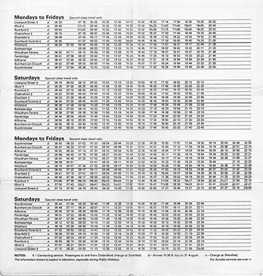 Wickford - Southminster May 1980 timetable inside