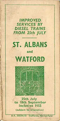 Front of July 1955 Watford - St Albans timetable