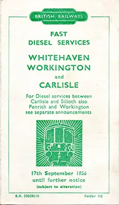September 1956 Workington - Whitehaven - Carlisle timetable cover