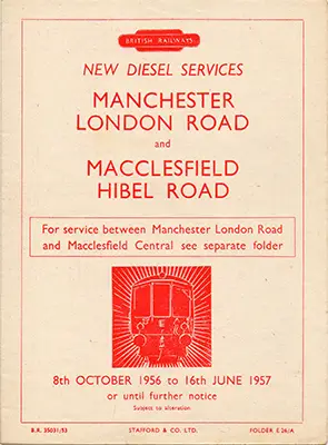 Winter 1956 Manchester - Macclesfield Hibel Road timetable cover
