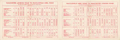 Winter 1956 Manchester - Macclesfield Hibel Road timetable inside