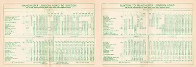 Inside of June 1958 Manchester-Buxton timetable