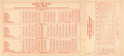 September 1957 Bury - Bacup timetable inside