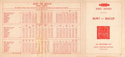September 1957 Bury - Bacup timetable outside