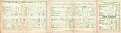 April 1958 Leicester - Birmingham timetable inside