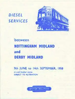 April 1958 Nottingham - Derby timetable cover