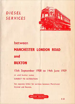 Manchester - Buxton September 1958 timetable cover
