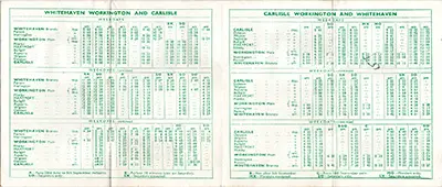 Summer 1959 Workington - Whitehaven - Carlisle timetable inside