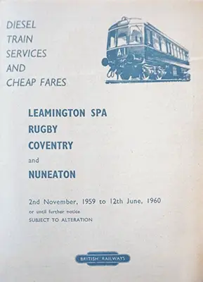 November 1959 Leamington Spa - Rugby - Coventry - Nuneaton / Leicester timetable cover