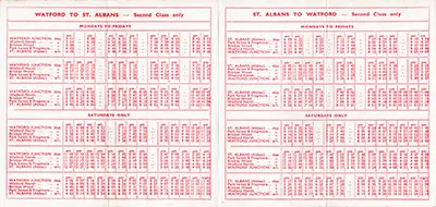 November 1959 Watford - St Albans timetable inside