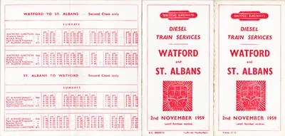 November 1959 Watford - St Albans timetable outside