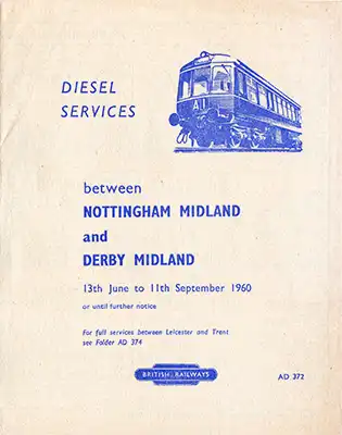 June 1960 Nottingham - Derby timetable cover