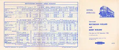 June 1960 Nottingham - Derby timetable outside