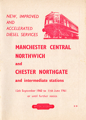 September 1960 Manchester - Chester timetable cover
