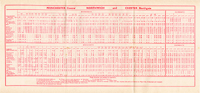 September 1960 Manchester - Chester timetable inside