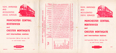 September 1960 Manchester - Chester timetable outside
