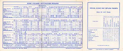 June 1961 Nottingham - Derby timetable inside