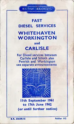 September 1961 Workington - Whitehaven - Carlisle timetable cover