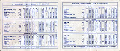 September 1961 Workington - Whitehaven - Carlisle timetable inside