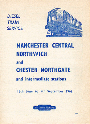 June 1962 Manchester - Chester timetable cover
