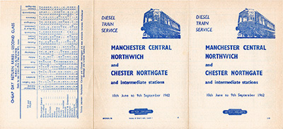 June 1962 Manchester - Chester timetable outside