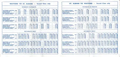 June 1961 Watford - St Albans timetable inside