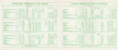 September 1962 Workington - Whitehaven - Carlisle timetable inside