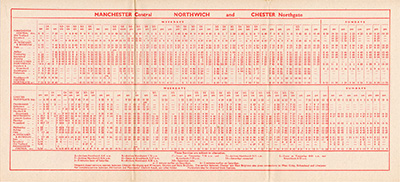 September 1963 Manchester - Chester timetable inside