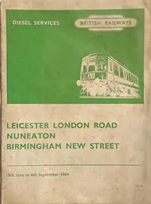 June 1964 Leicester - Birmingham timetable cover