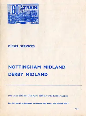 June 1965 Nottingham - Derby timetable cover