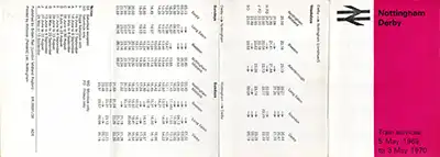 May 1969 Nottingham - Derby timetable outside