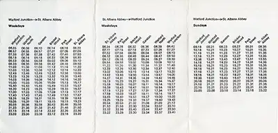 May 1971 Watford - St Albans timetable inside