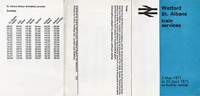 May 1971 Watford - St Albans timetable outside