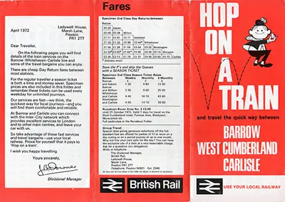 May 1972 Barrow West Cumberland Carlisle timetable outside